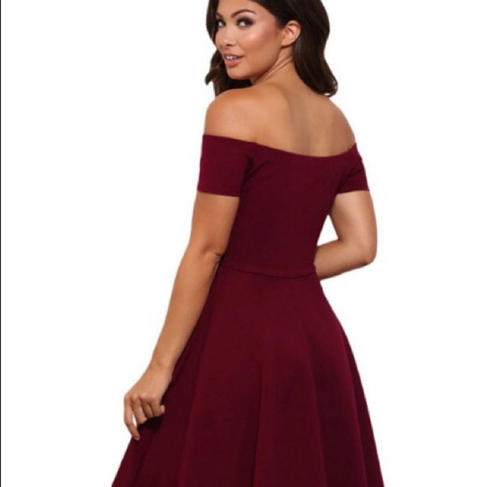 SOLD - Wine Red Cocktail Dress - Picture 3 of 3
